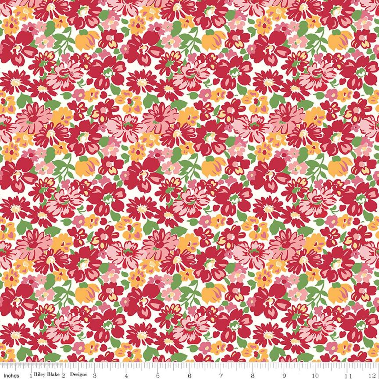 Fabric Riley Blake Red Mildred Bee Vintage by the Quarter Yard C13070-RED